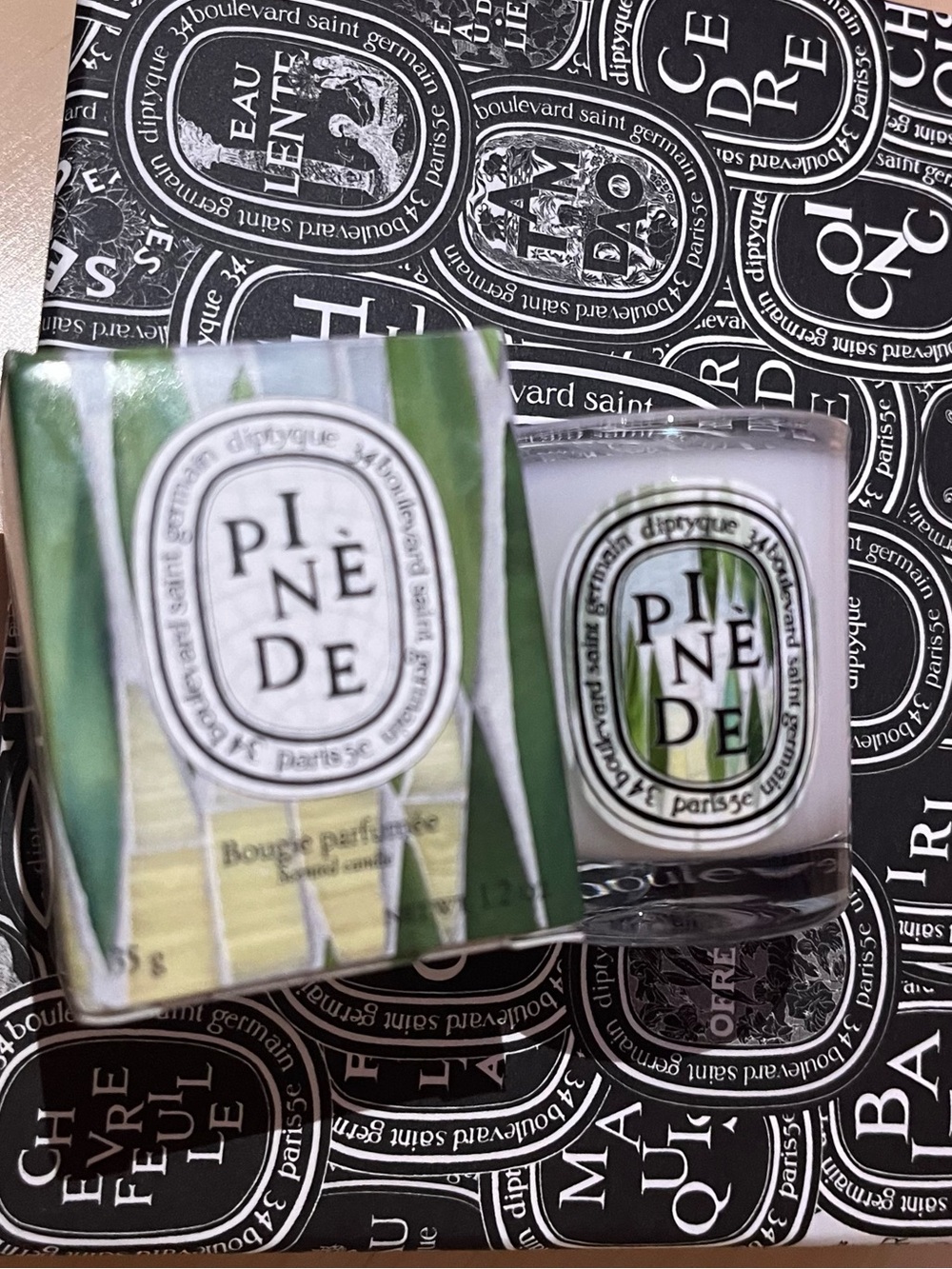 diptyque Pine De Green and Cream Scented Candle Mini Size